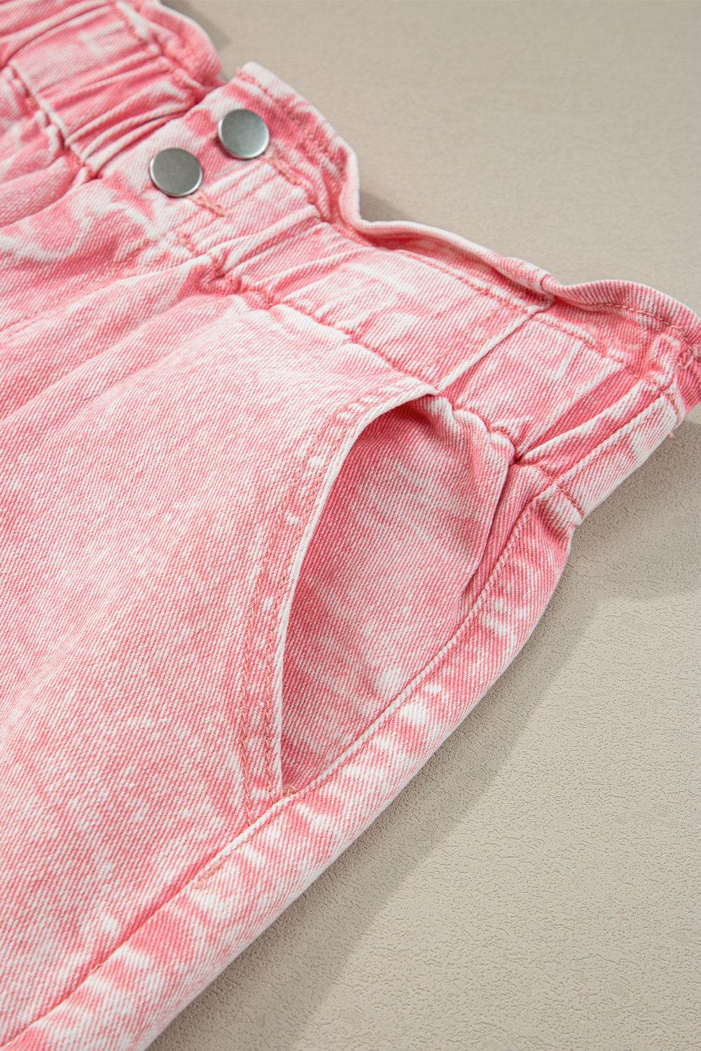 Trendy Stylish Vintage Washed Frilled High Waist Denim Shorts