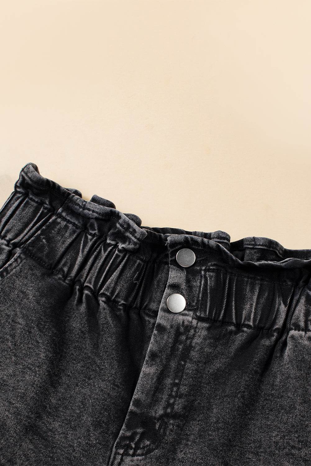 Trendy Stylish Vintage Washed Frilled High Waist Denim Shorts