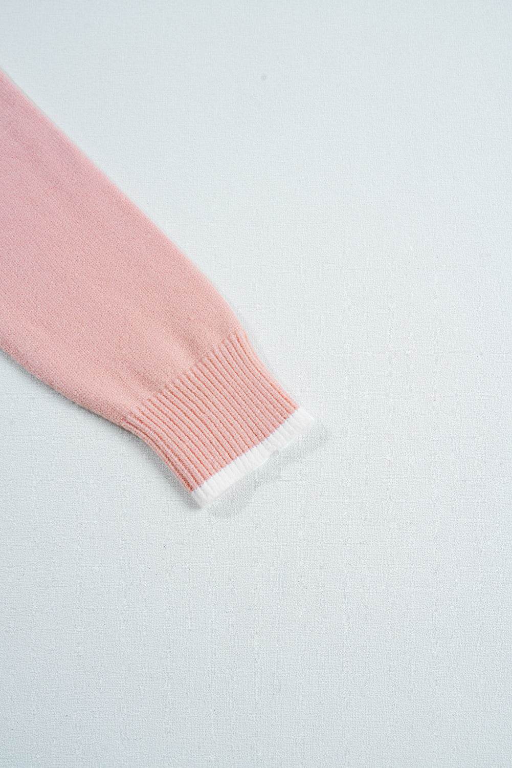 Women's Light Pink Bow Detail Contrast Trim Ruffle Sweater Outfit
