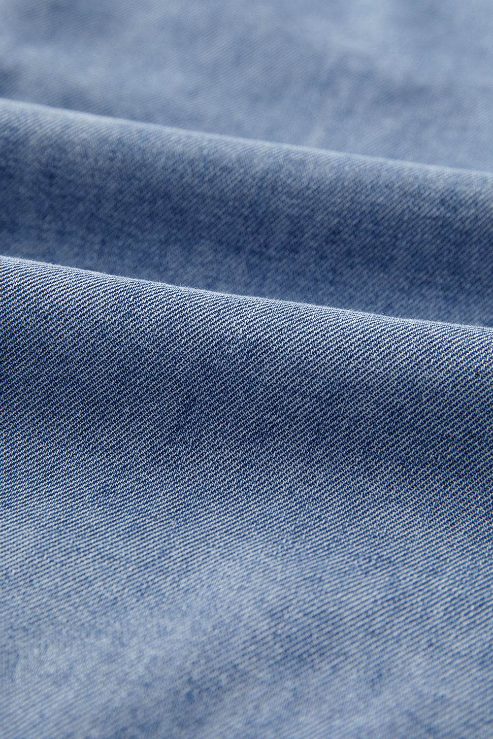 Trendy Denim Puff Sleeve Top Bow Tie Elegance in Every Detail