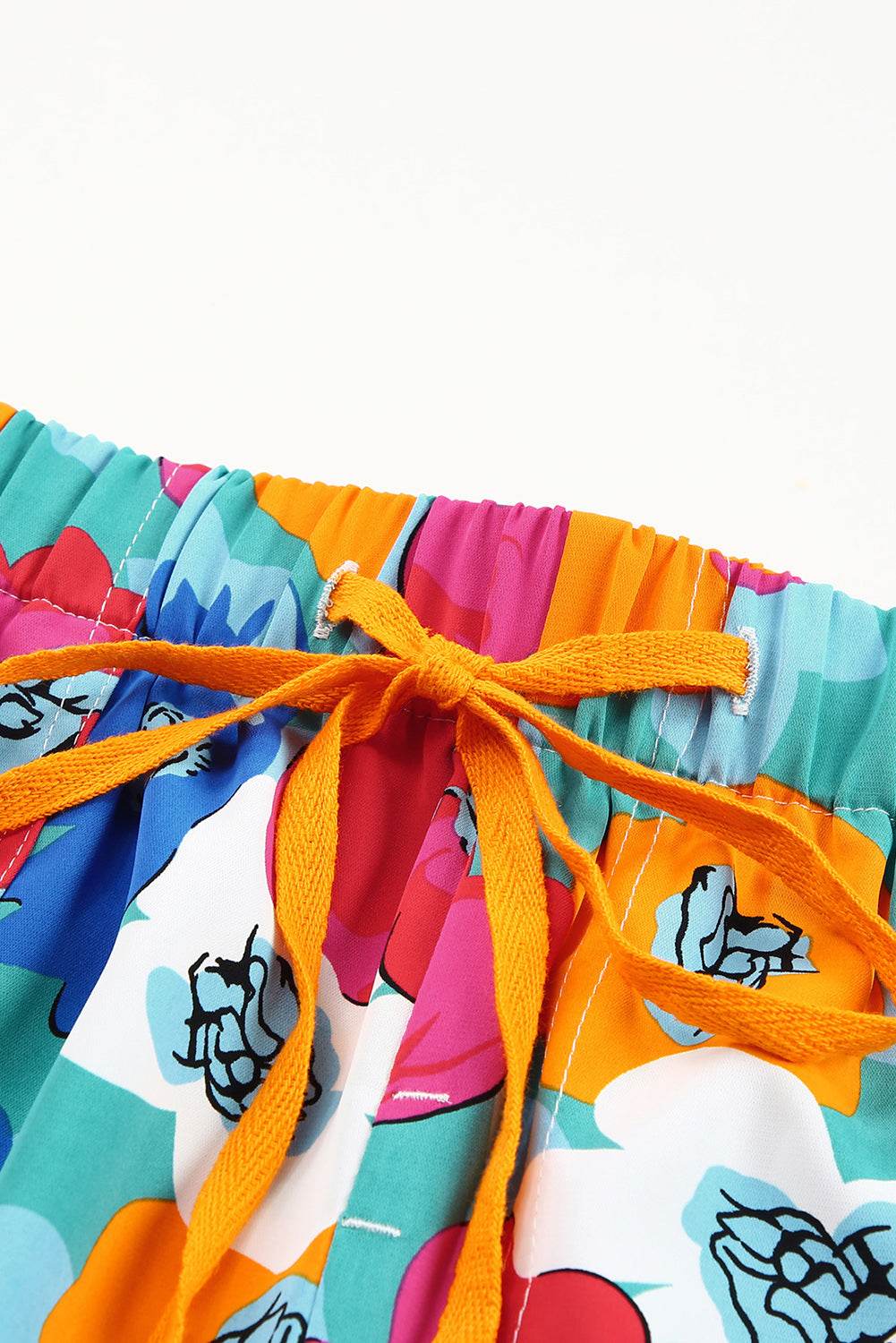 Stylish Multicolor Floral Print Drawstring Waist Shorts For Women