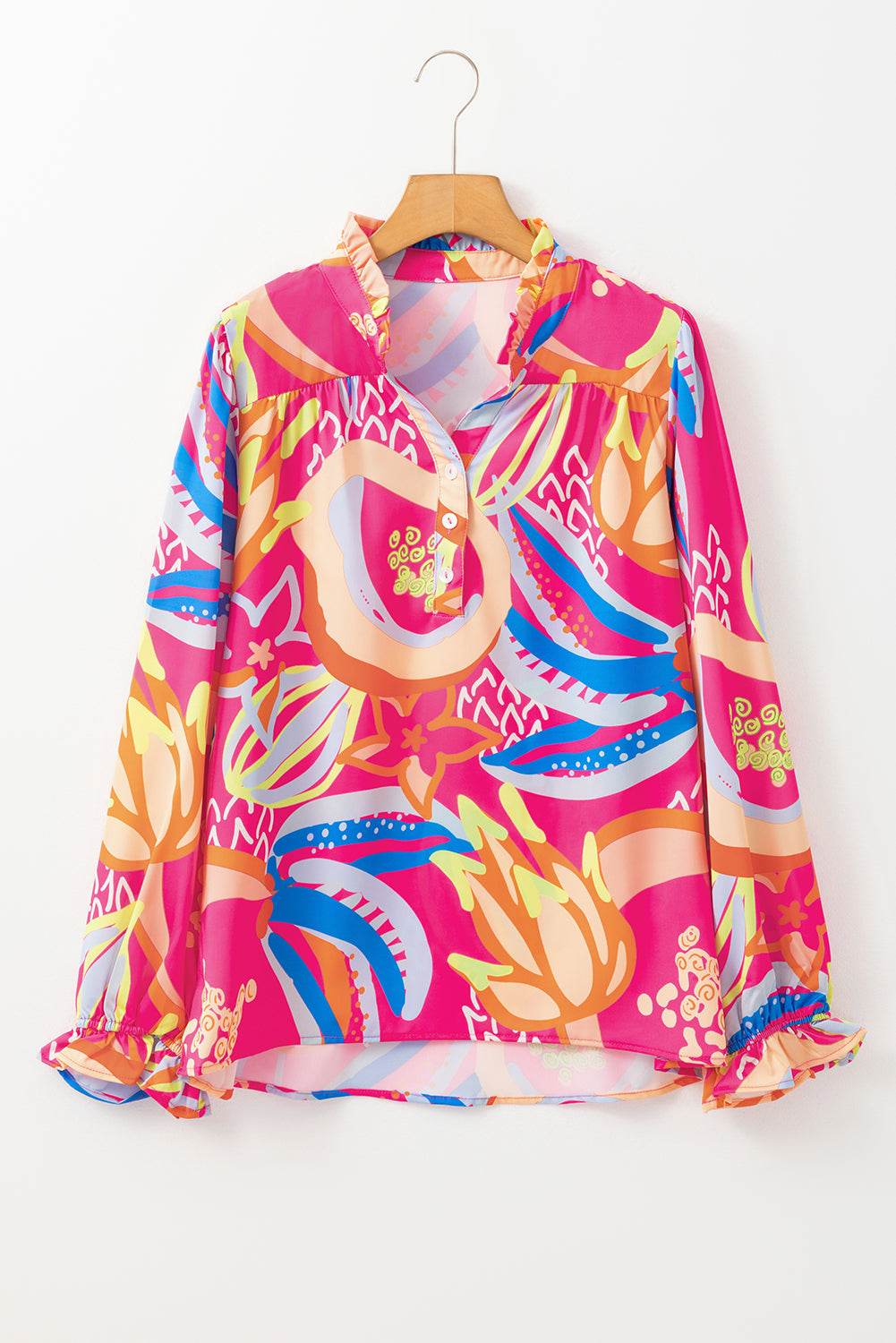 Stylish Black Abstract Blouse Ruffled Sleeves You’ll Adore