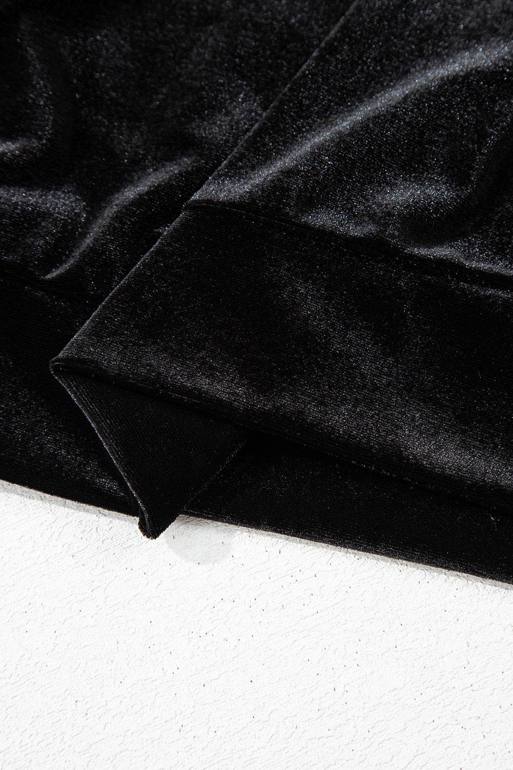 Trendy Black Velvet Top Beaded Pearls & Half Sleeves Elegance