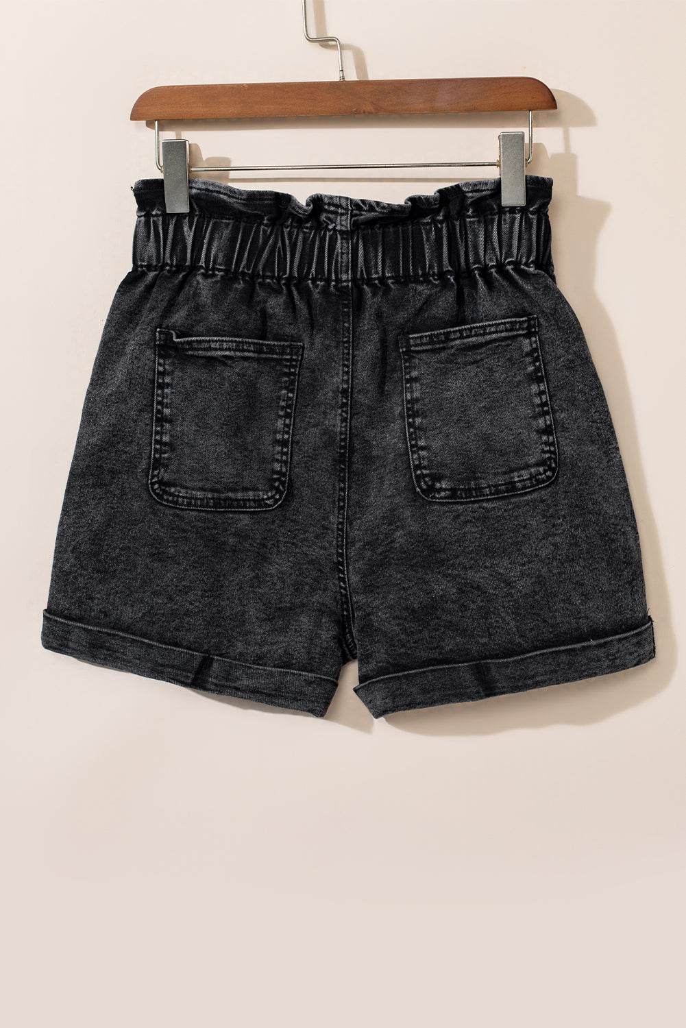 Trendy Stylish Vintage Washed Frilled High Waist Denim Shorts