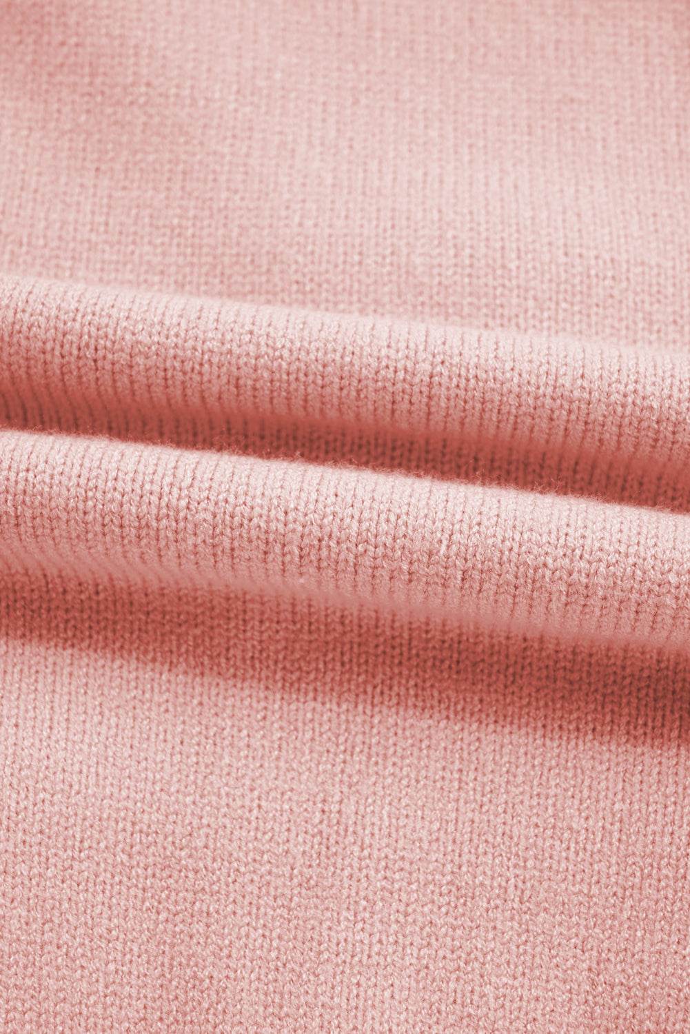 Women's Light Pink Bow Detail Contrast Trim Ruffle Sweater Outfit