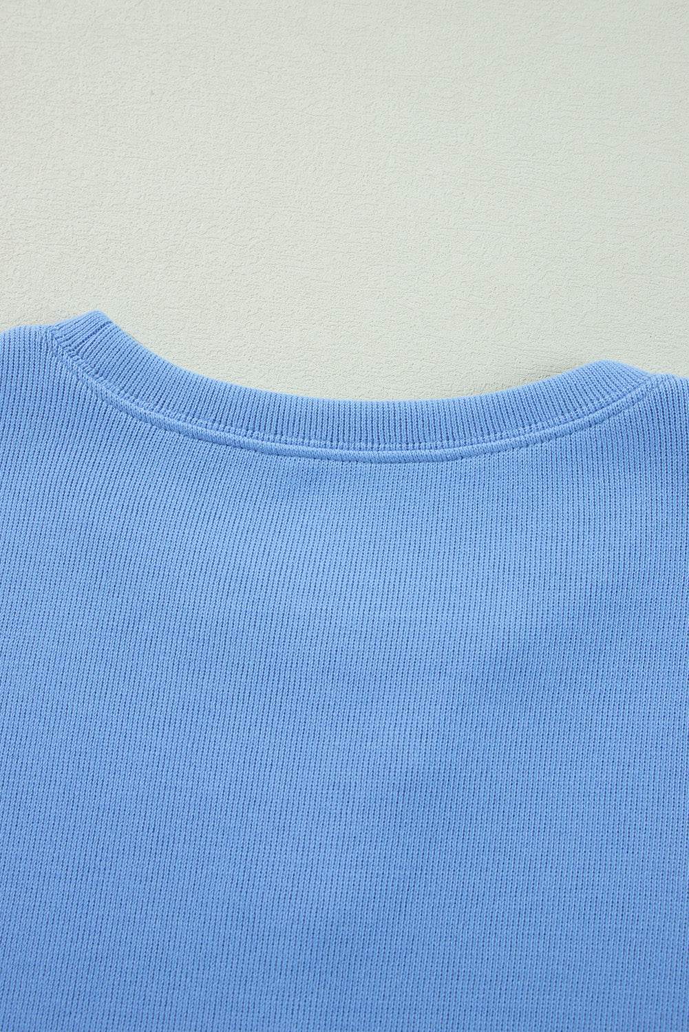 Stylish Myosotis Pearl Sleeves Pullover Sweatshirt Trendy Look