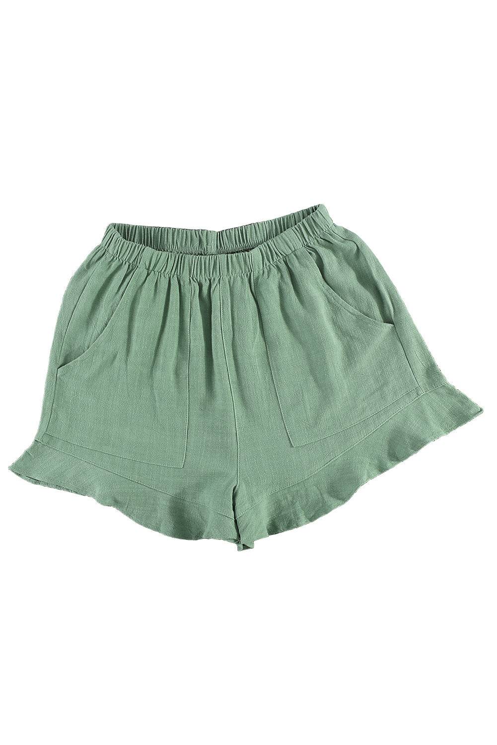 Trendy Stylish Casual High Waist Ruffle Shorts With Pockets
