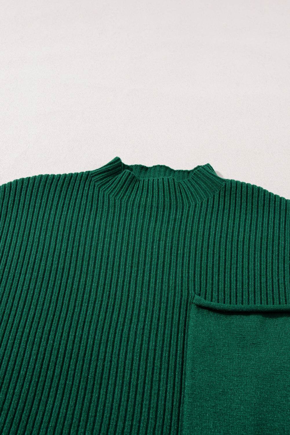 Women's Black Patch Pocket Ribbed Knit Short Sleeve Sweater