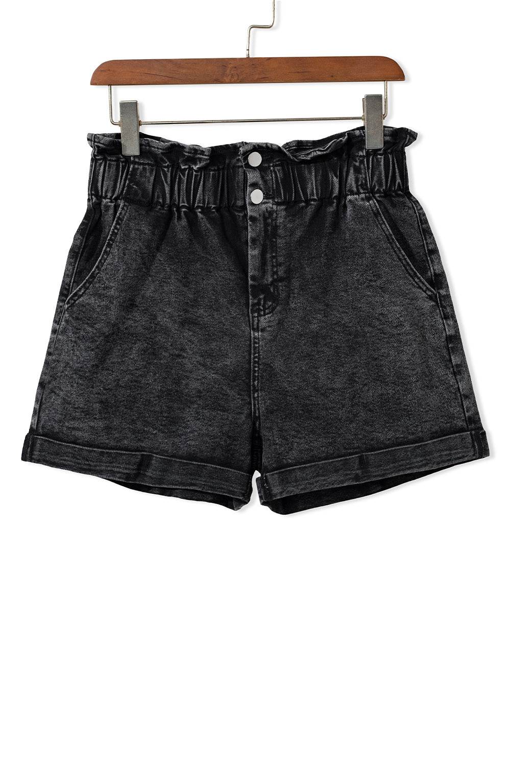Trendy Stylish Vintage Washed Frilled High Waist Denim Shorts