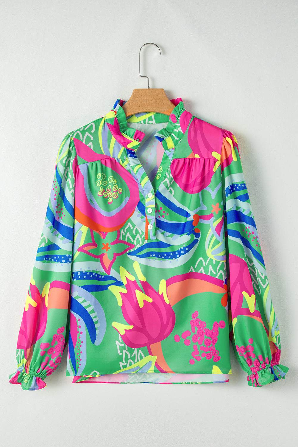 Stylish Black Abstract Blouse Ruffled Sleeves You’ll Adore