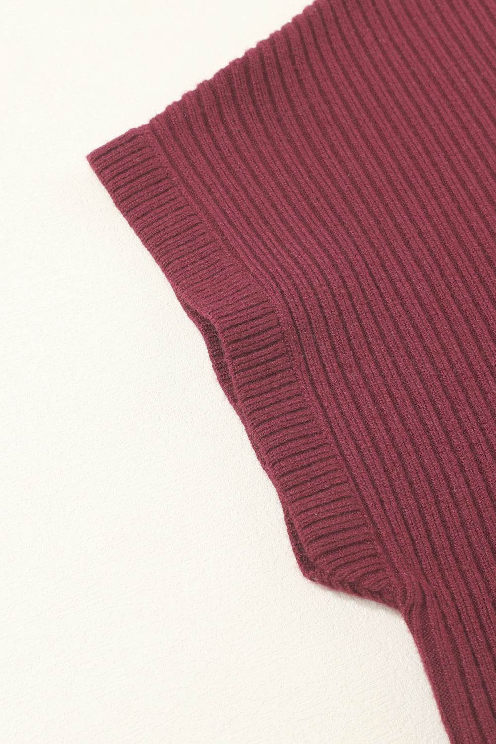 Women's Black Patch Pocket Ribbed Knit Short Sleeve Sweater