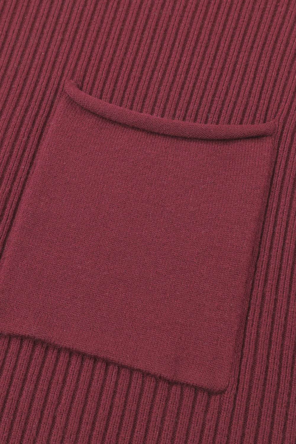 Women's Black Patch Pocket Ribbed Knit Short Sleeve Sweater