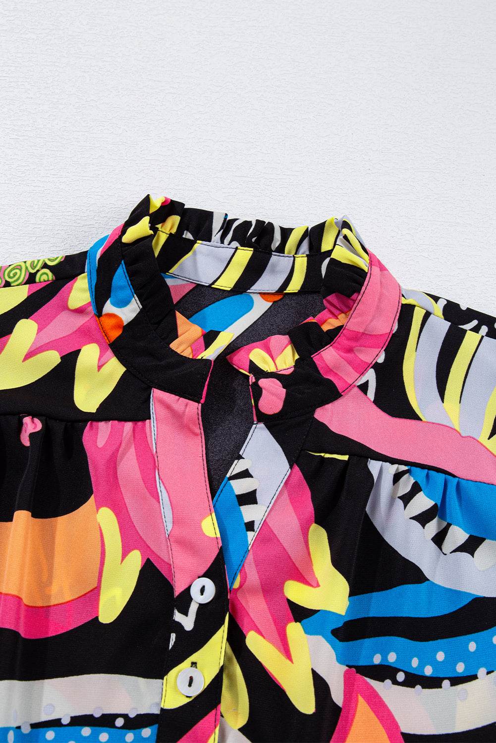 Stylish Black Abstract Blouse Ruffled Sleeves You’ll Adore