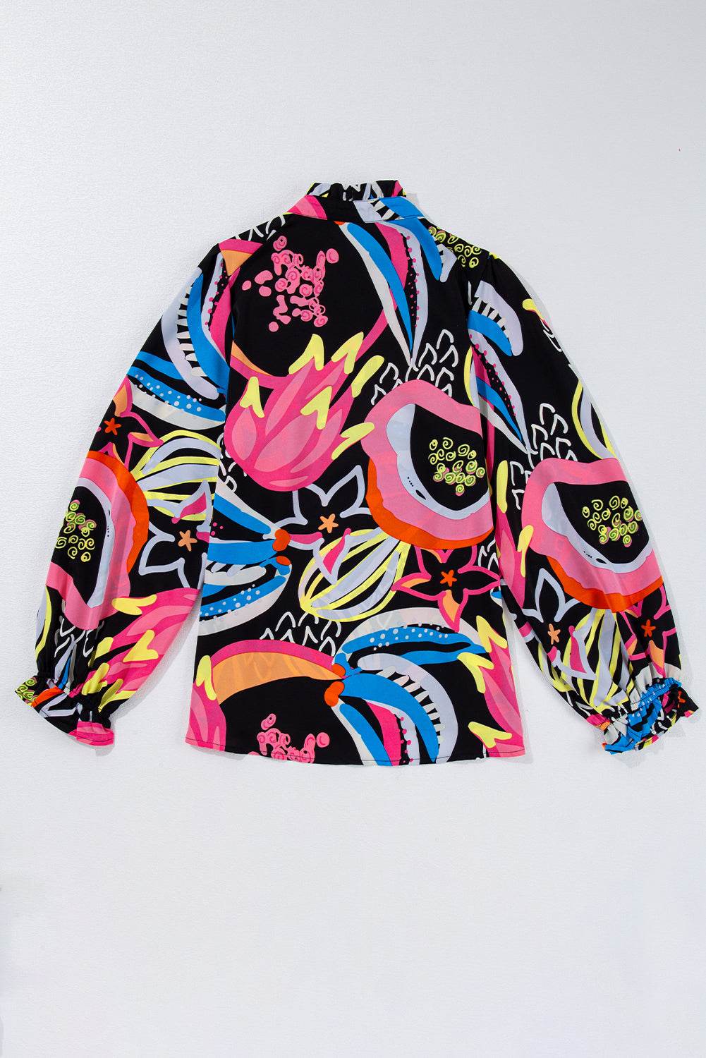 Stylish Black Abstract Blouse Ruffled Sleeves You’ll Adore