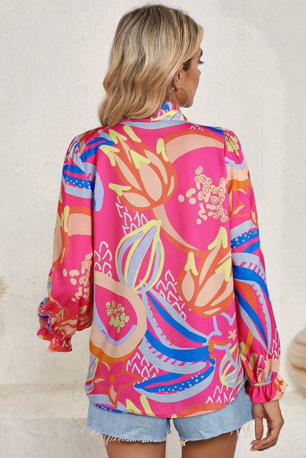 Stylish Black Abstract Blouse Ruffled Sleeves You’ll Adore