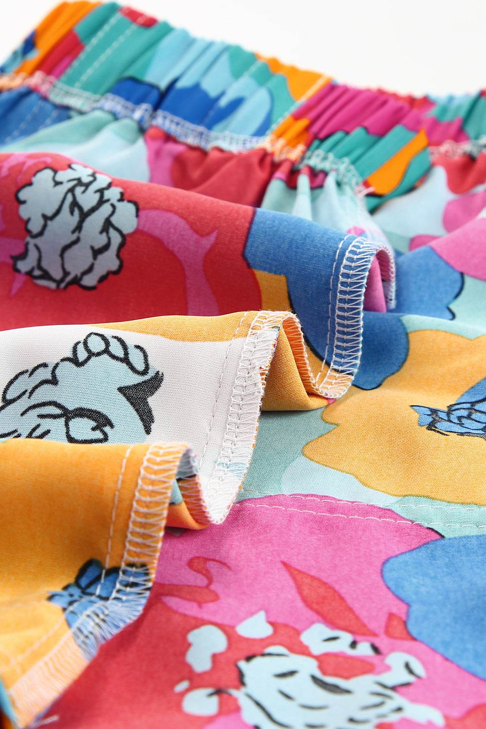 Stylish Multicolor Floral Print Drawstring Waist Shorts For Women