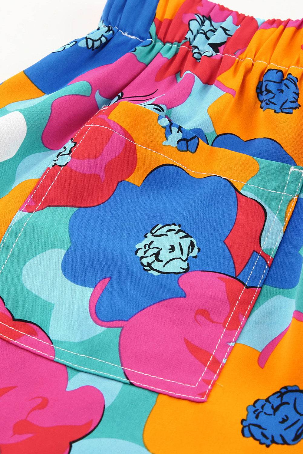 Stylish Multicolor Floral Print Drawstring Waist Shorts For Women