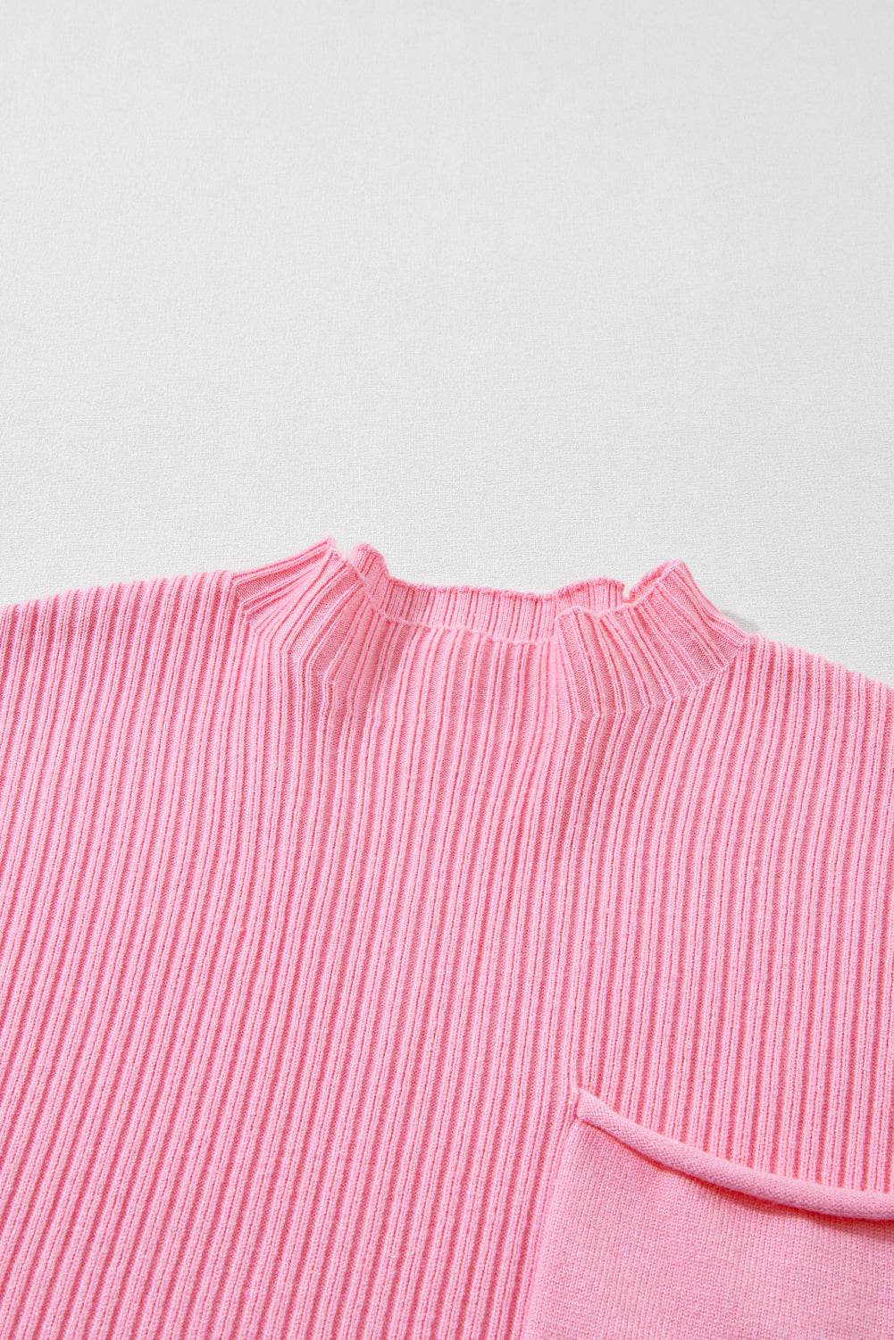 Women's Black Patch Pocket Ribbed Knit Short Sleeve Sweater