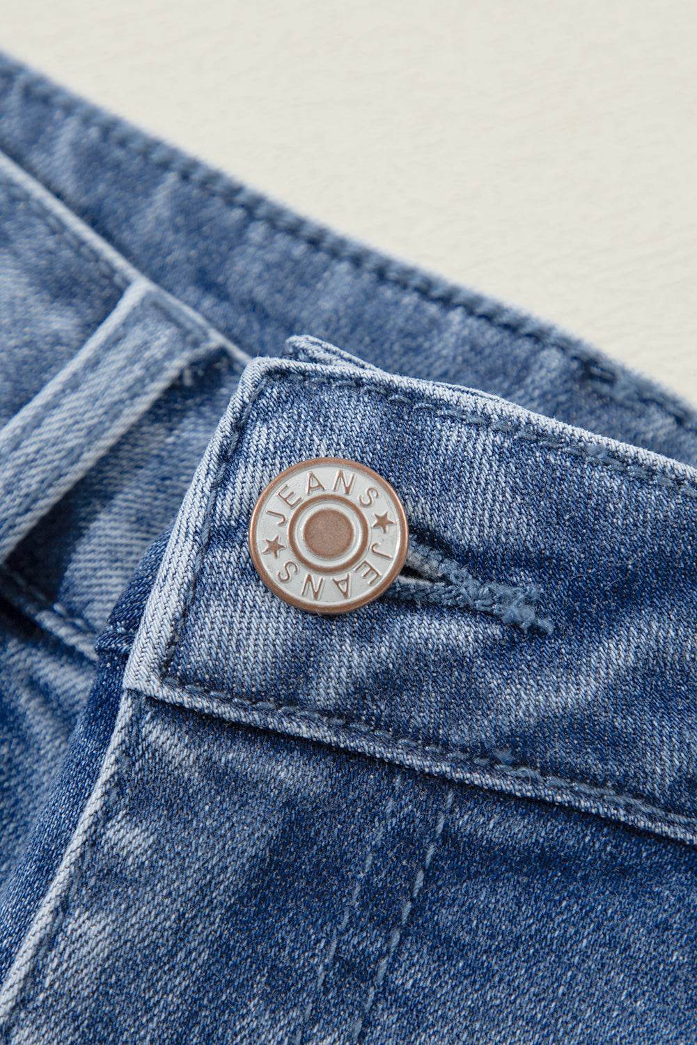 Women's Blue Acid Wash Distressed Wide Leg High Waist Jeans