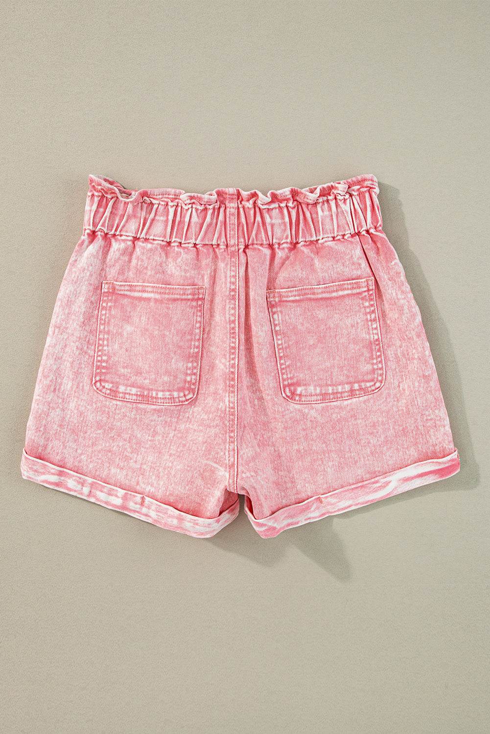 Trendy Stylish Vintage Washed Frilled High Waist Denim Shorts