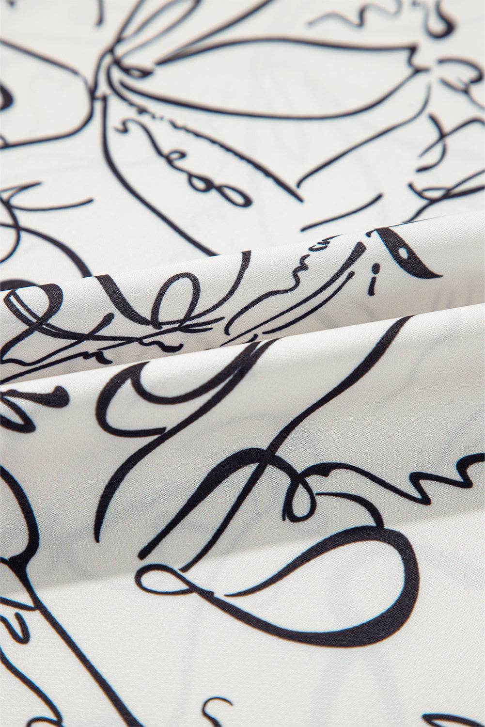 Stylish Beige Abstract Blouse Crew Neck & Balloon Sleeves