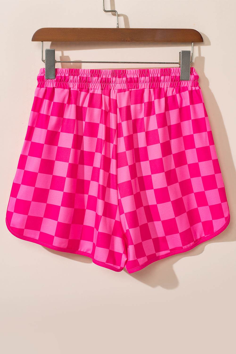 Trendy Checkered Drawstring Elastic Waist Casual Shorts