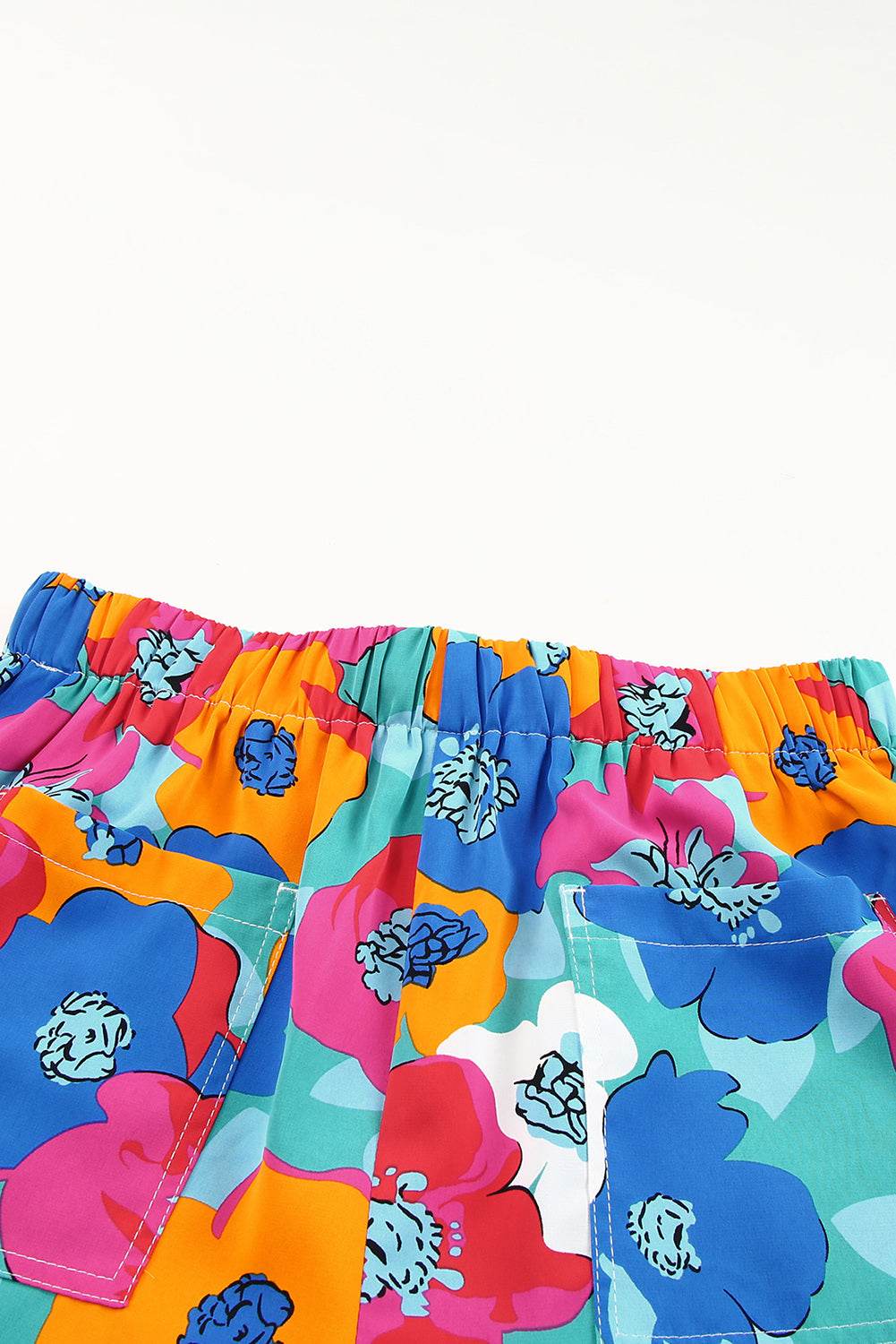Stylish Multicolor Floral Print Drawstring Waist Shorts For Women