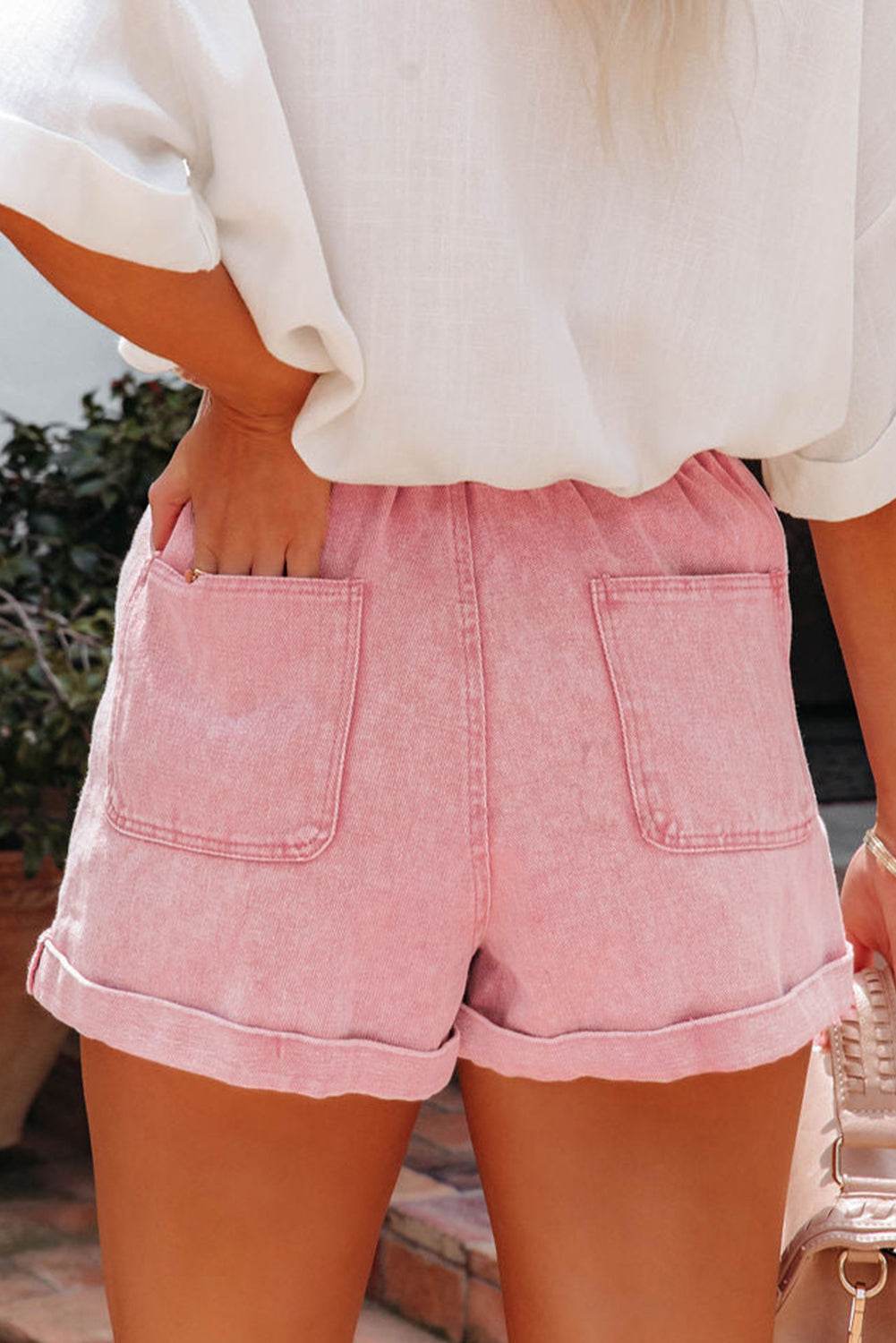 Trendy Stylish Vintage Washed Frilled High Waist Denim Shorts