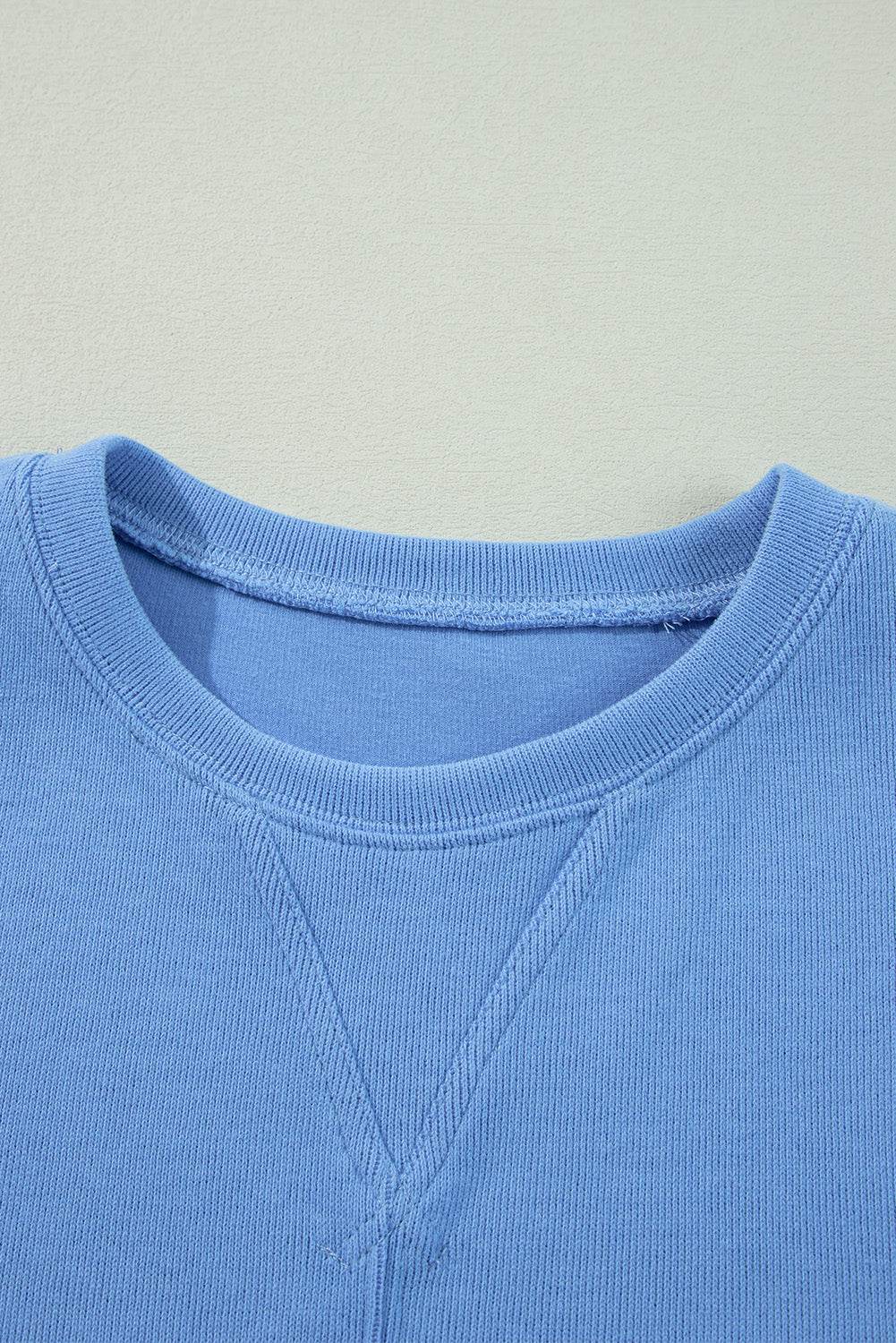 Stylish Myosotis Pearl Sleeves Pullover Sweatshirt Trendy Look