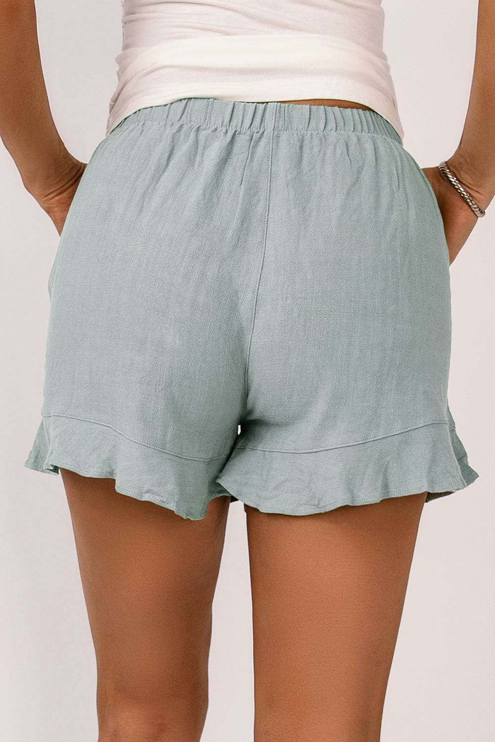 Trendy Stylish Casual High Waist Ruffle Shorts With Pockets