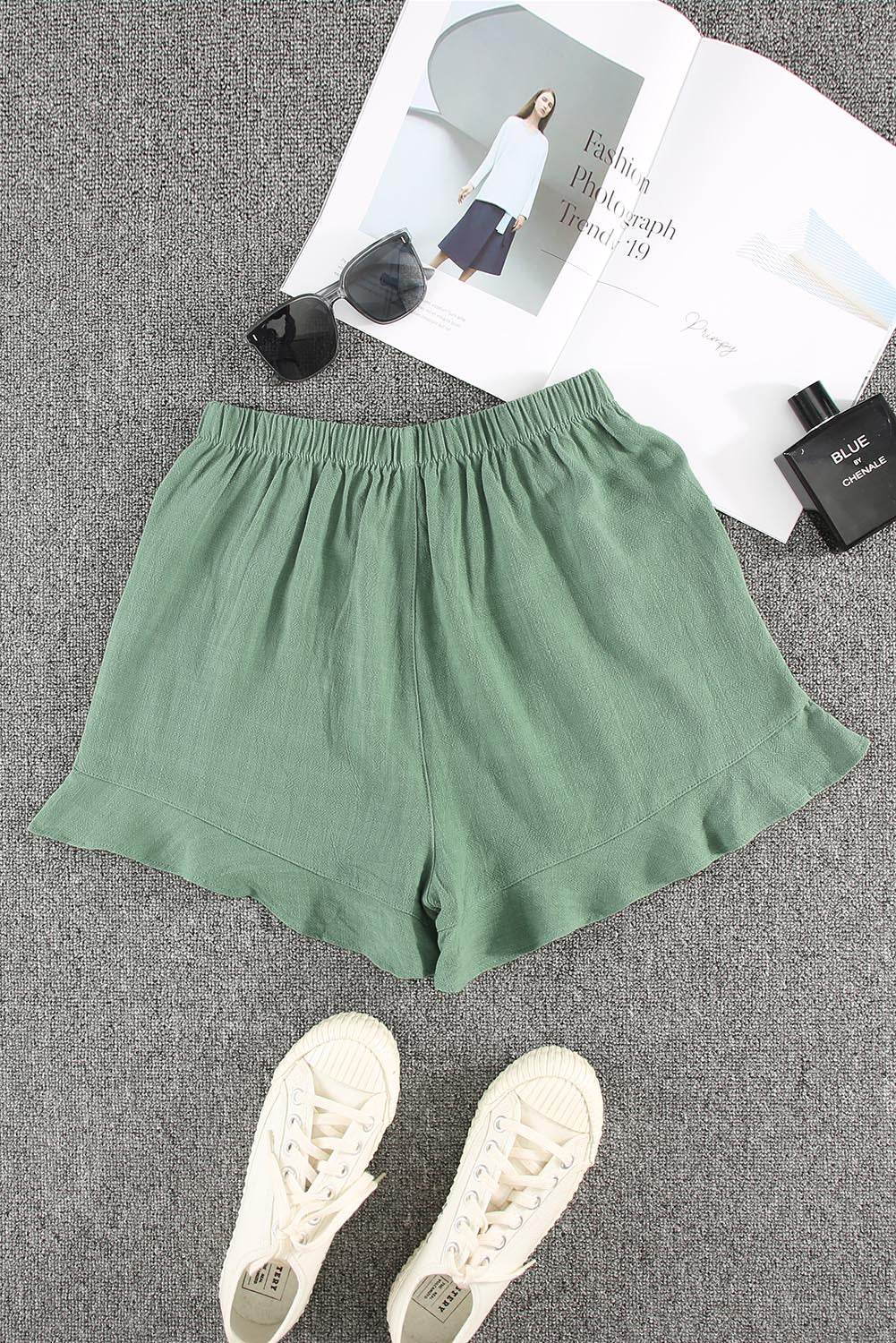 Trendy Stylish Casual High Waist Ruffle Shorts With Pockets