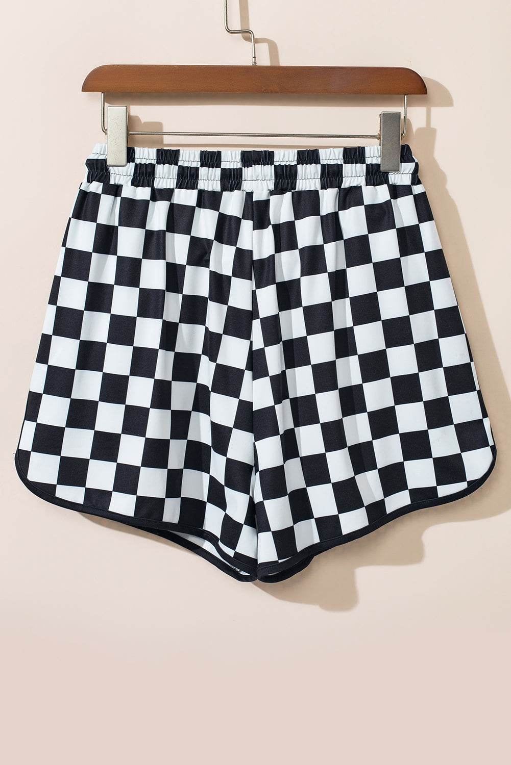 Trendy Checkered Drawstring Elastic Waist Casual Shorts