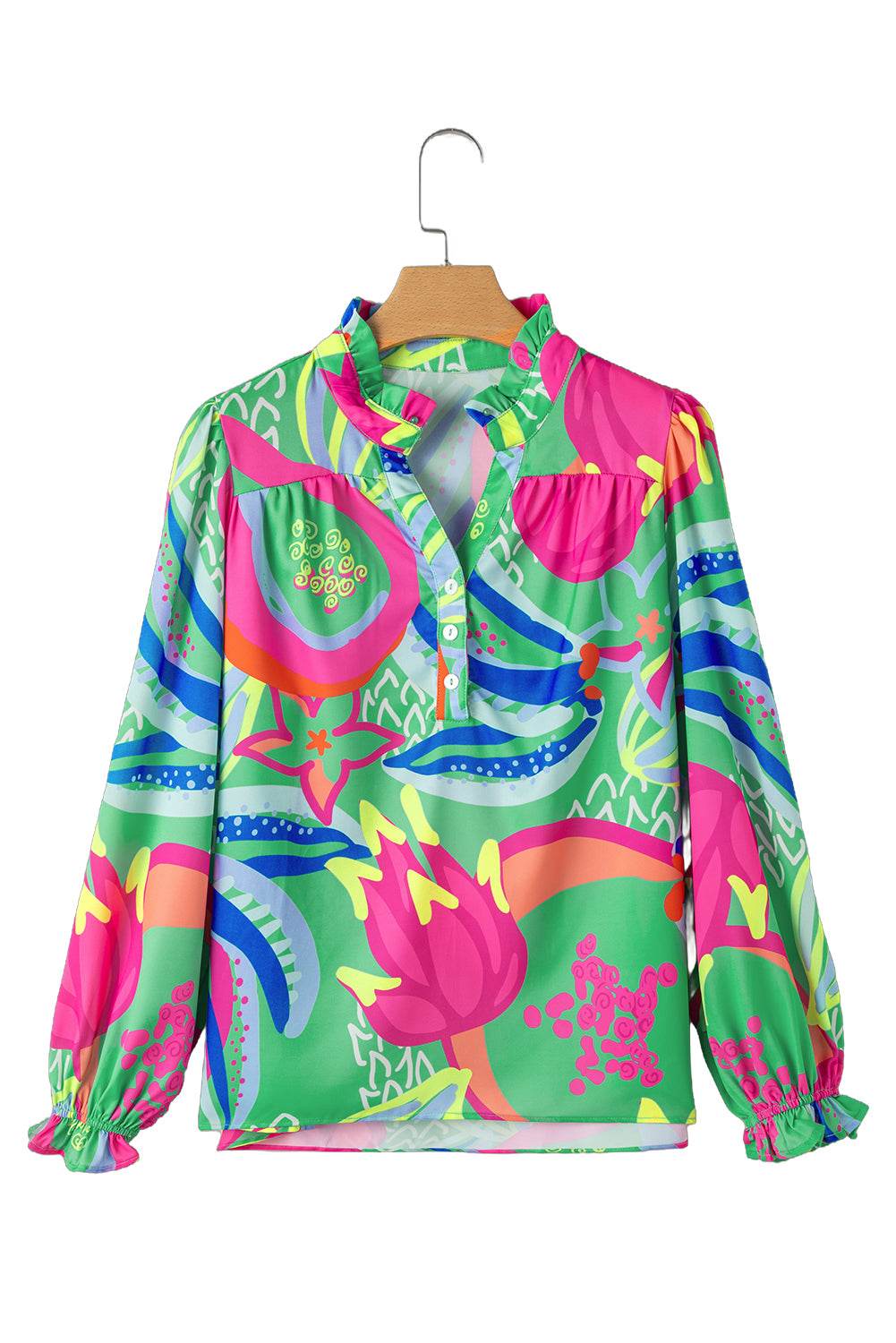 Stylish Black Abstract Blouse Ruffled Sleeves You’ll Adore