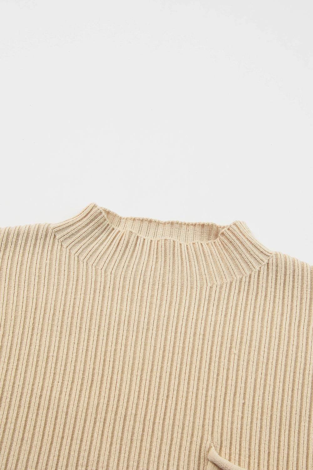 Women's Black Patch Pocket Ribbed Knit Short Sleeve Sweater