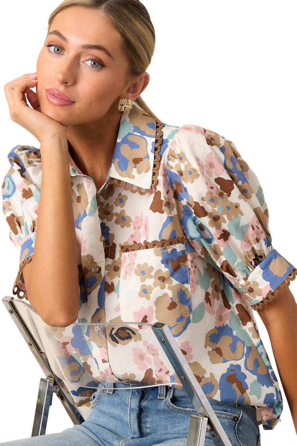 Stunning Vintage Flower Shirt Multicolour 60s Fashion Must Have