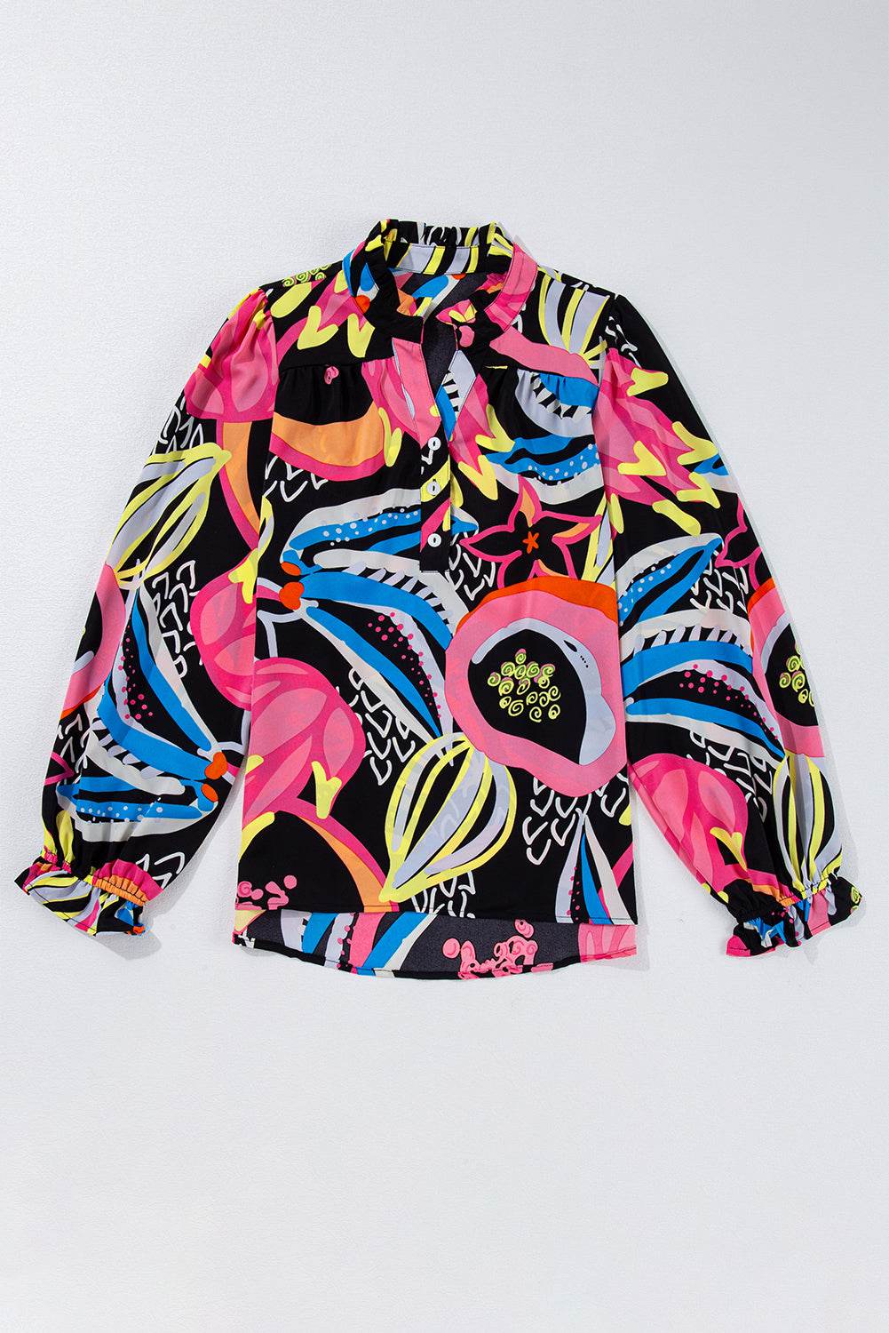 Stylish Black Abstract Blouse Ruffled Sleeves You’ll Adore