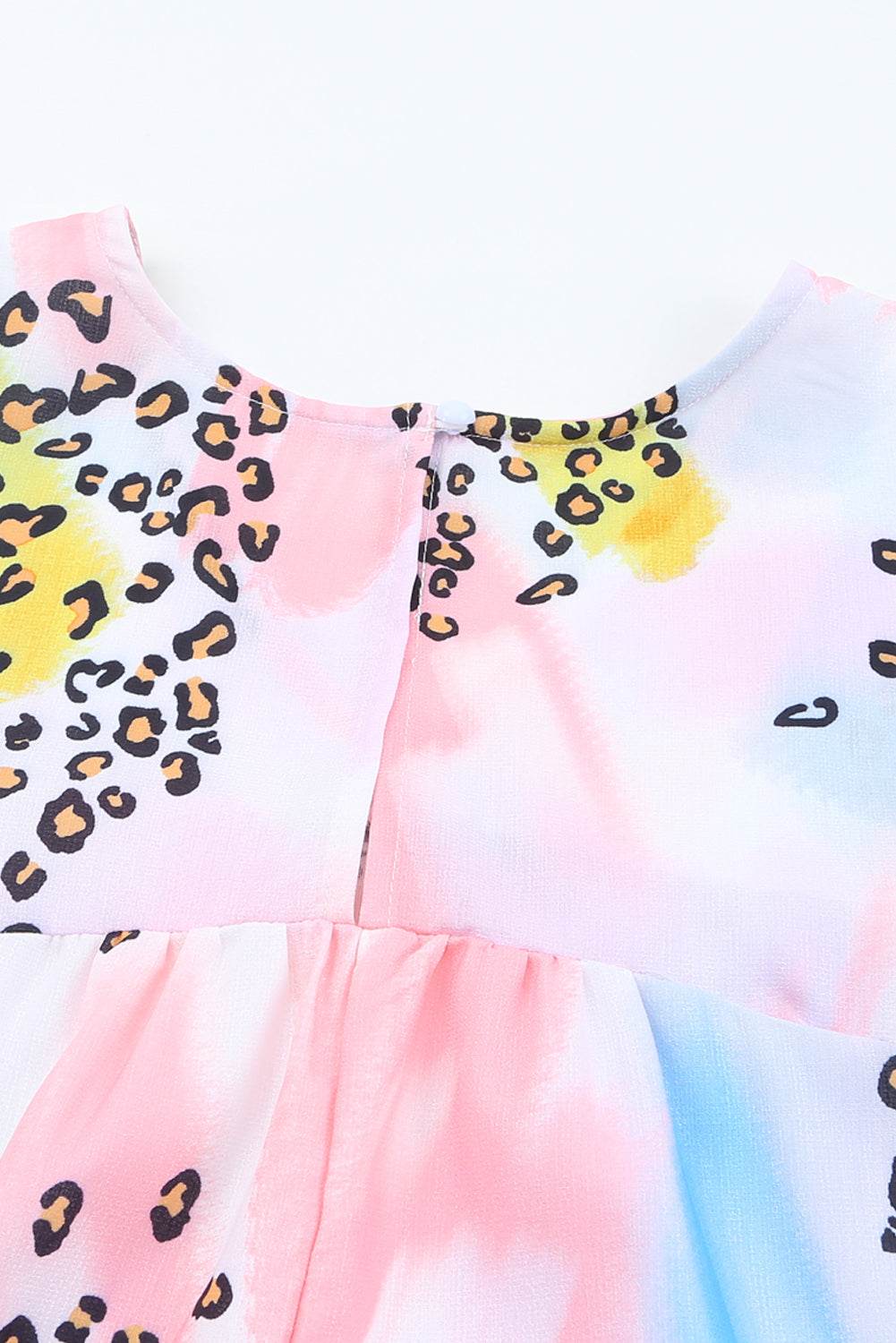 Stylish Tie Dye Blouse White Leopard Print & Keyhole Back Fit