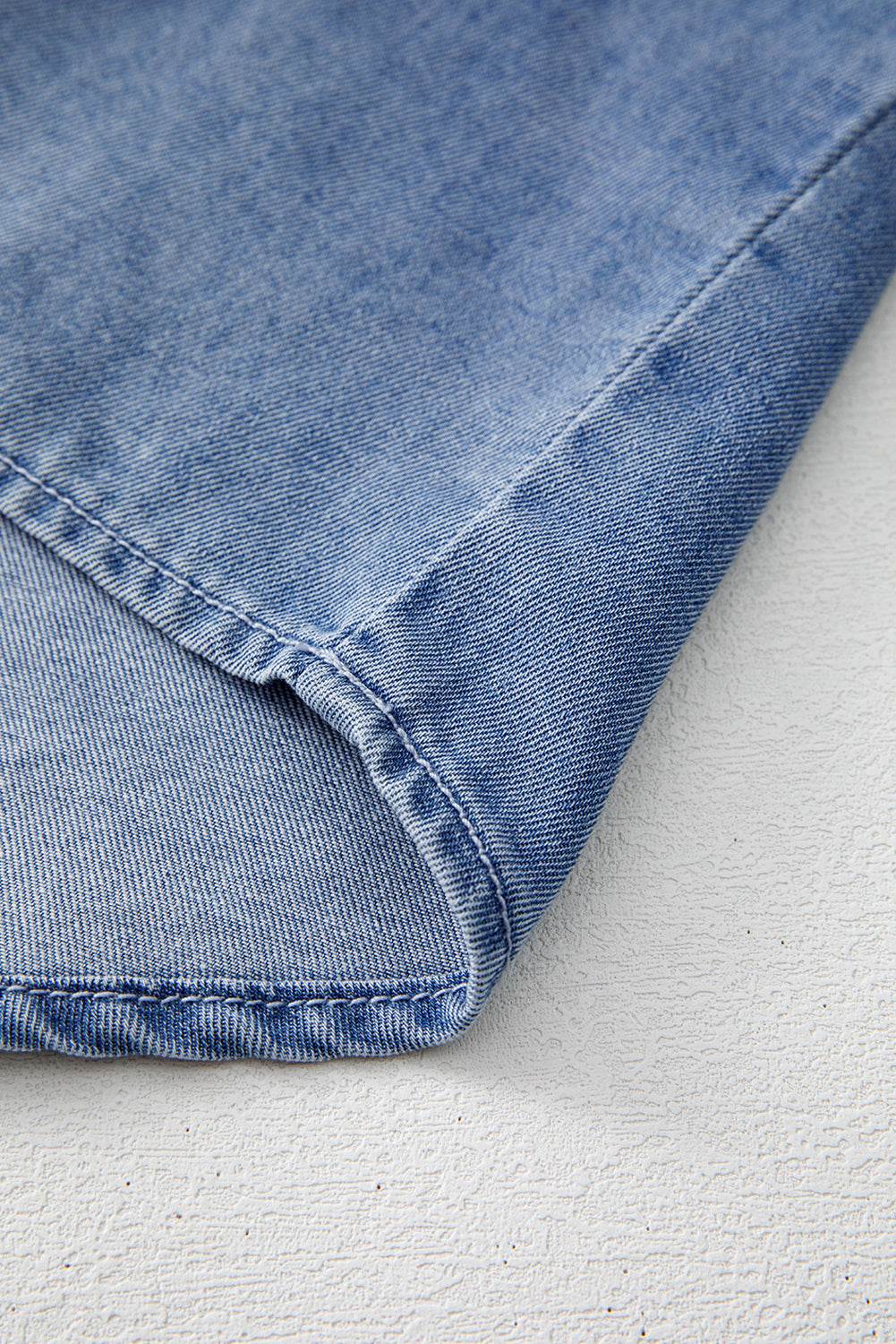 Trendy Denim Puff Sleeve Top Bow Tie Elegance in Every Detail
