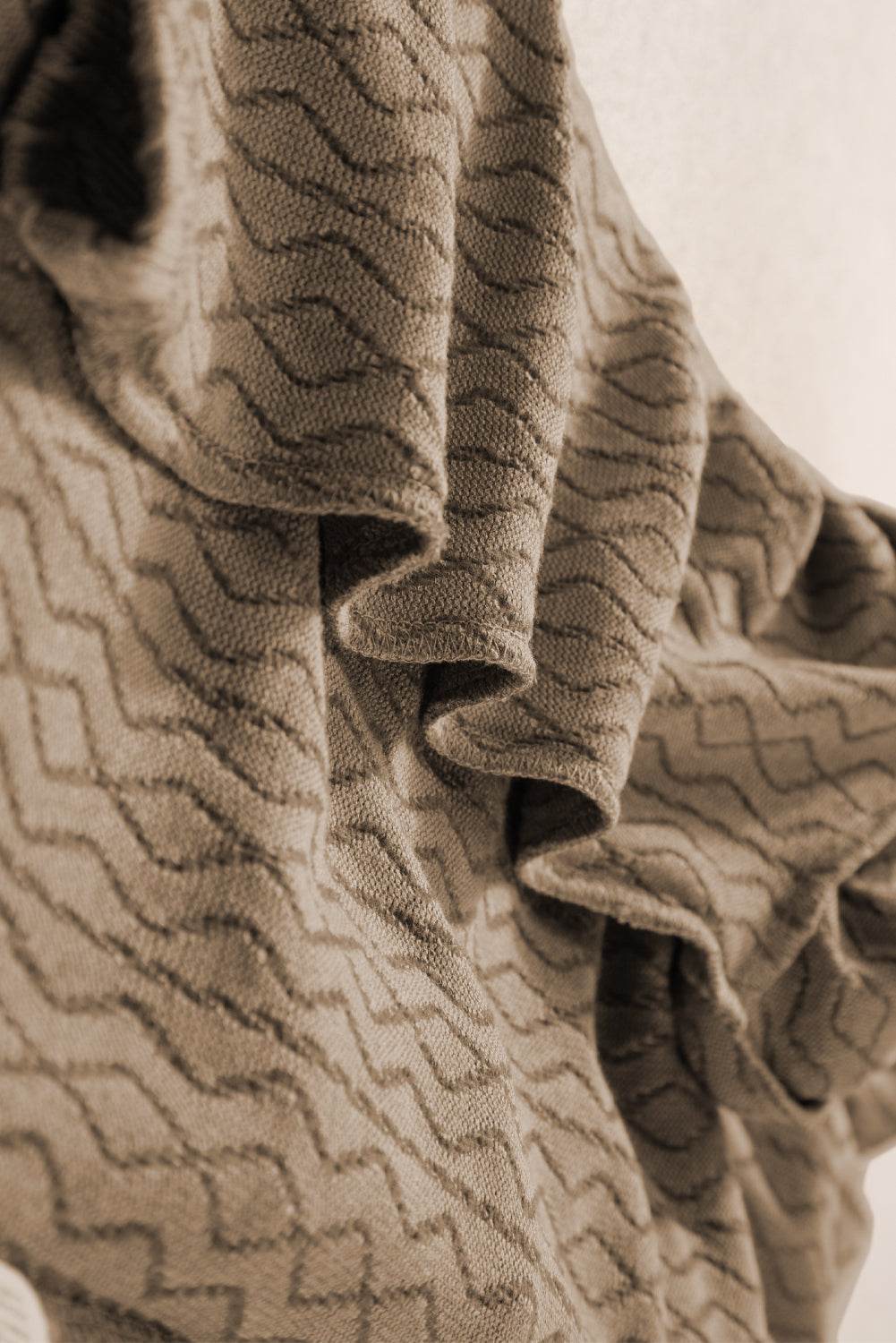 Taupe Ruched Puff Sleeve Top Mock Neck Design for Elegant Style