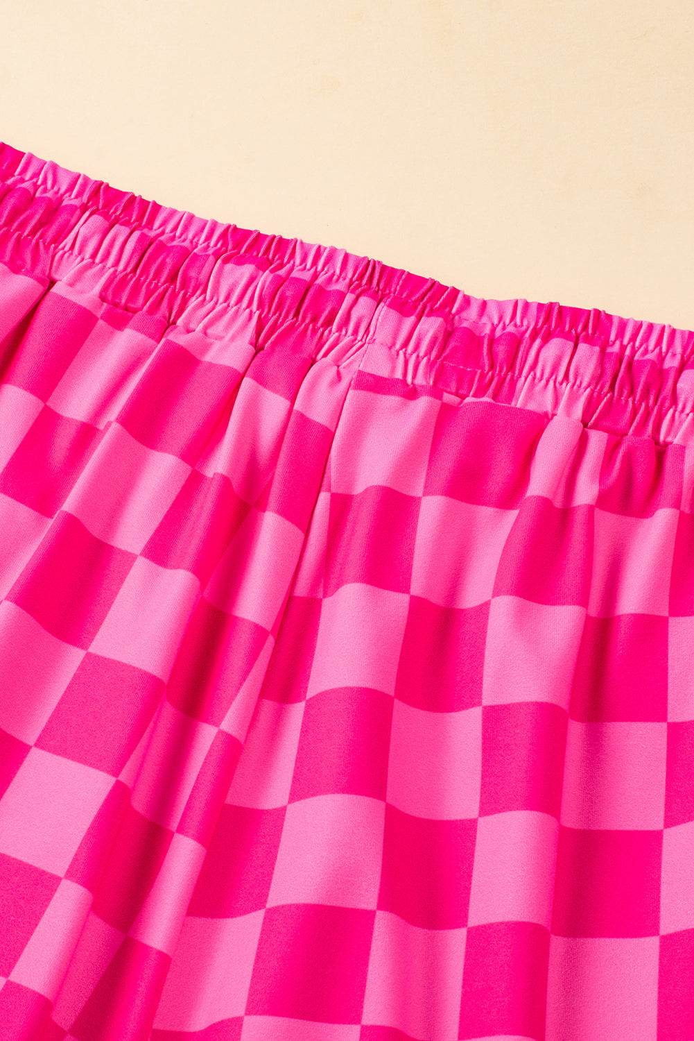 Trendy Checkered Drawstring Elastic Waist Casual Shorts
