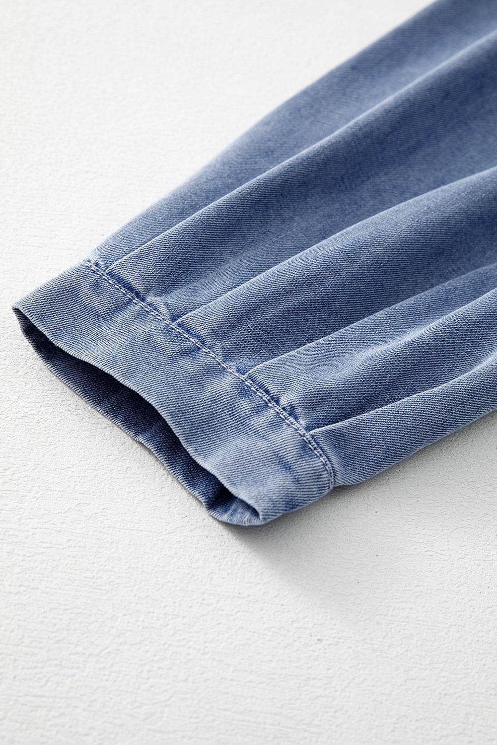 Trendy Denim Puff Sleeve Top Bow Tie Elegance in Every Detail