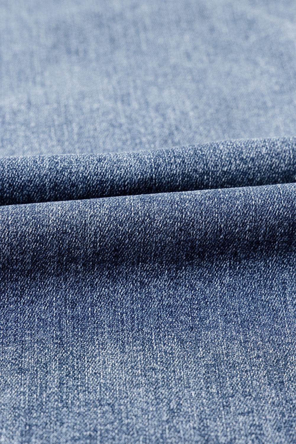Women's Blue High Rise Ripped Distressed Hem Flared Jeans