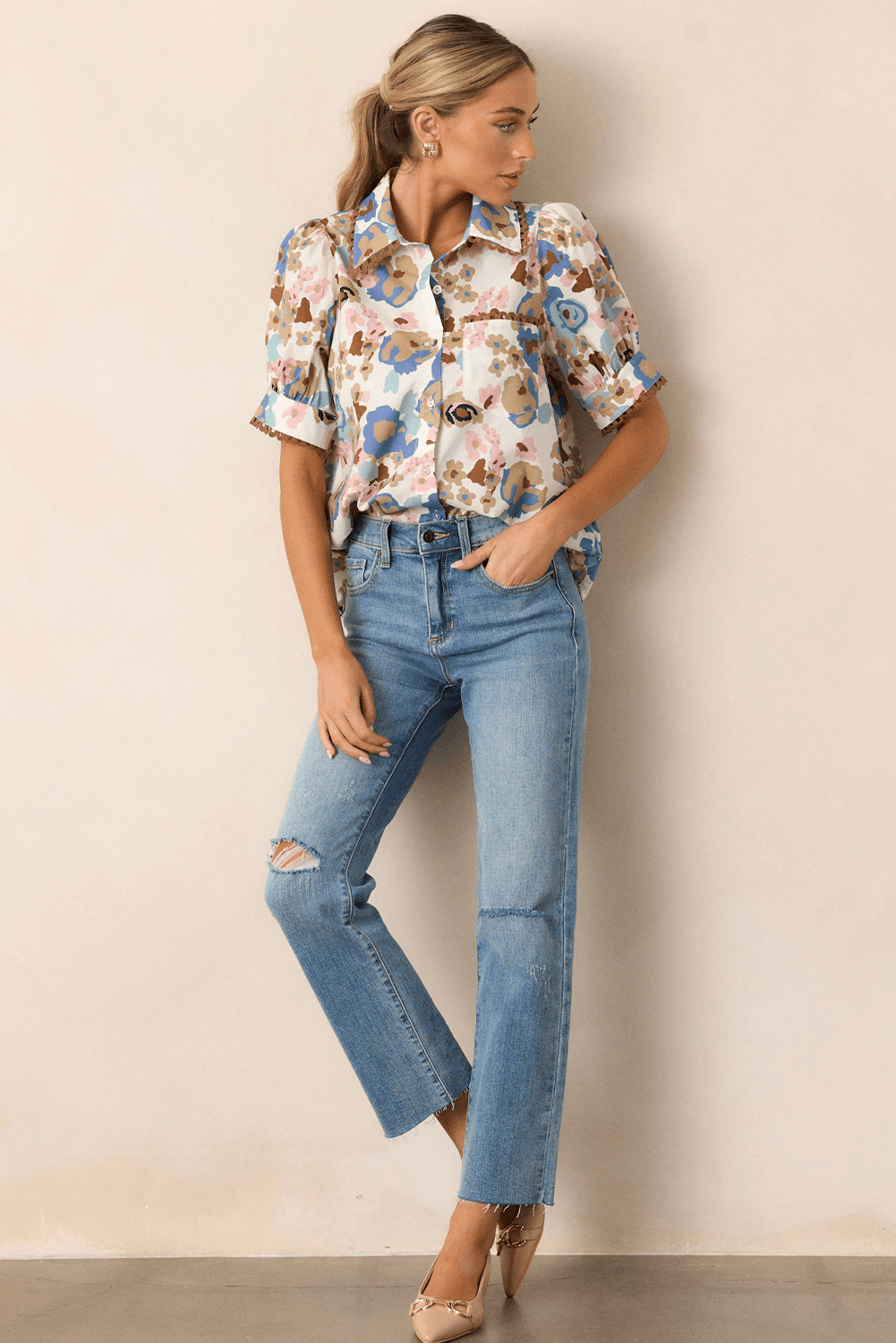 Stunning Vintage Flower Shirt Multicolour 60s Fashion Must Have