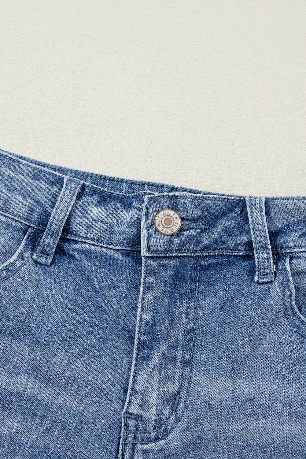 Women's Blue Acid Wash Distressed Wide Leg High Waist Jeans