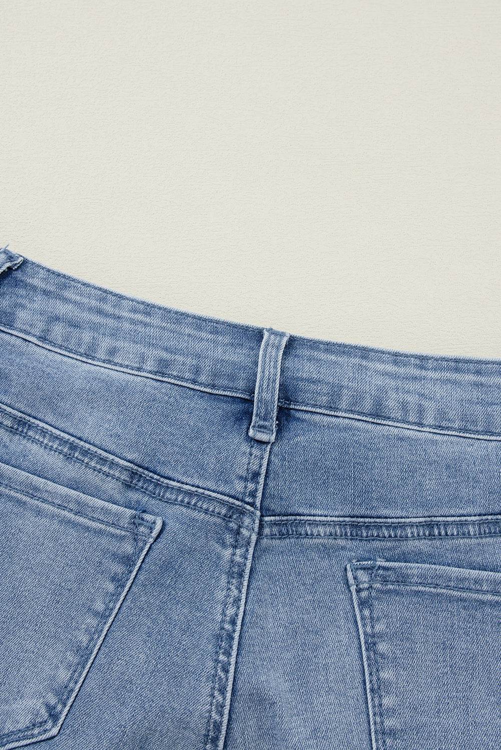 Women's Blue Acid Wash Distressed Wide Leg High Waist Jeans