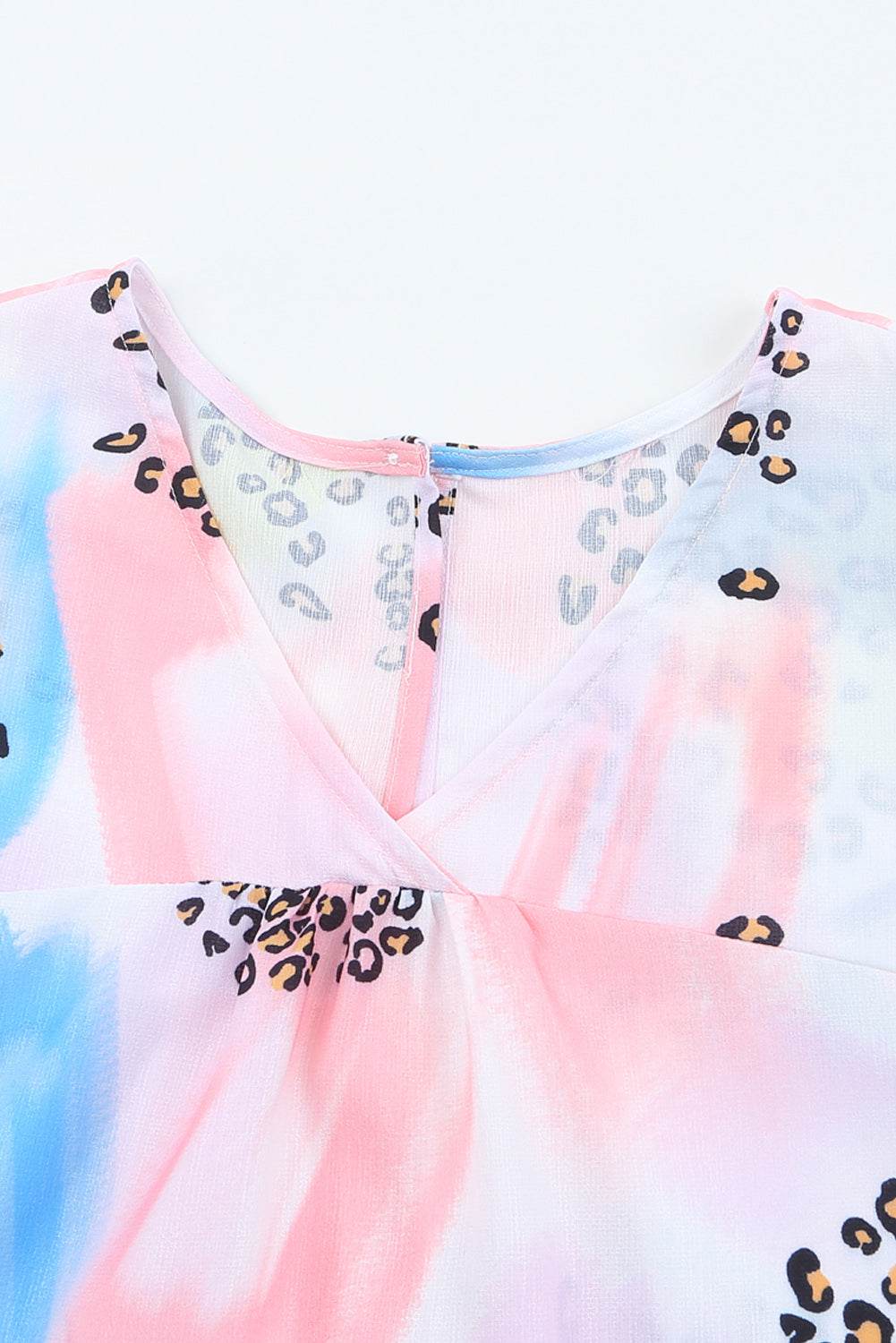 Stylish Tie Dye Blouse White Leopard Print & Keyhole Back Fit