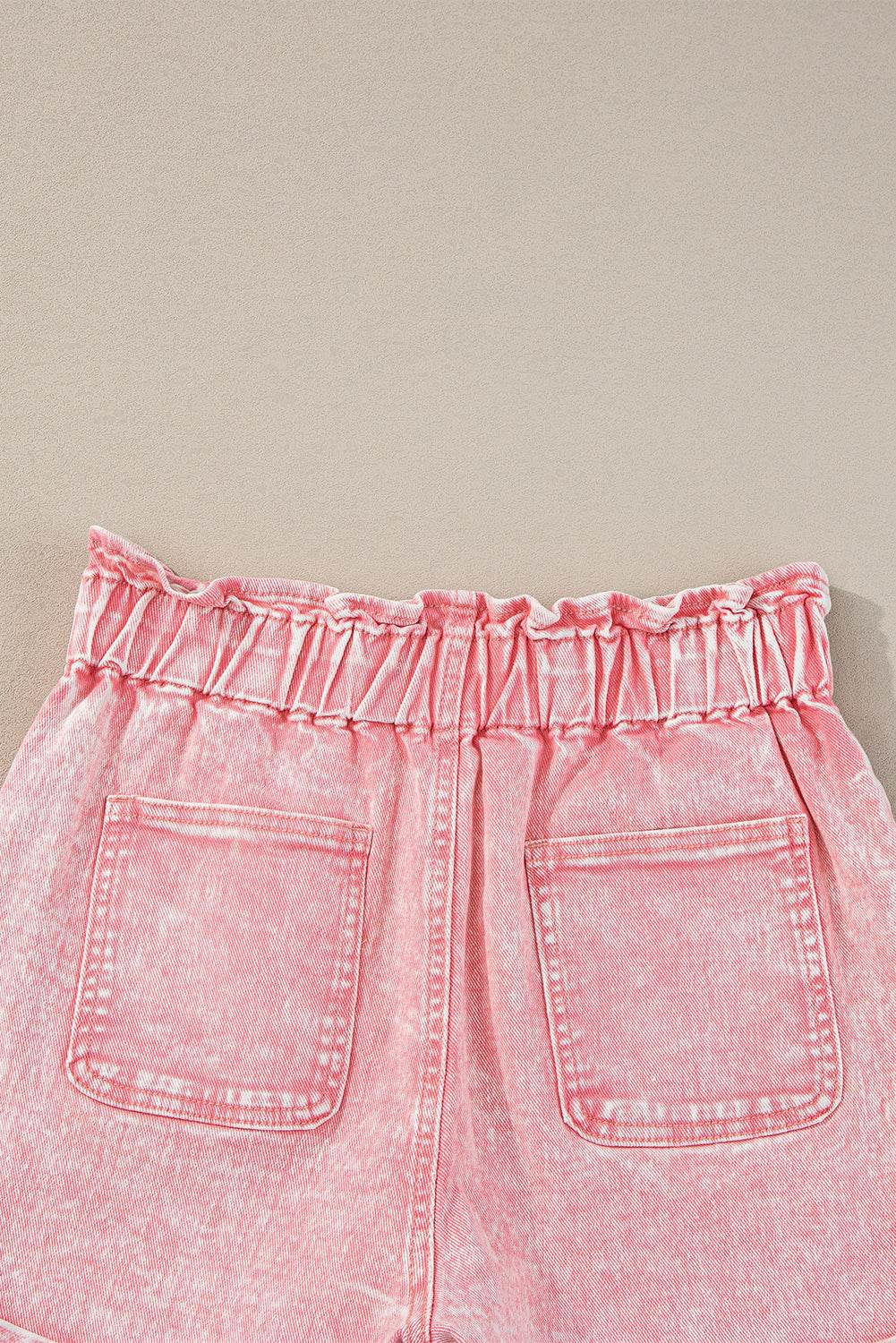 Trendy Stylish Vintage Washed Frilled High Waist Denim Shorts