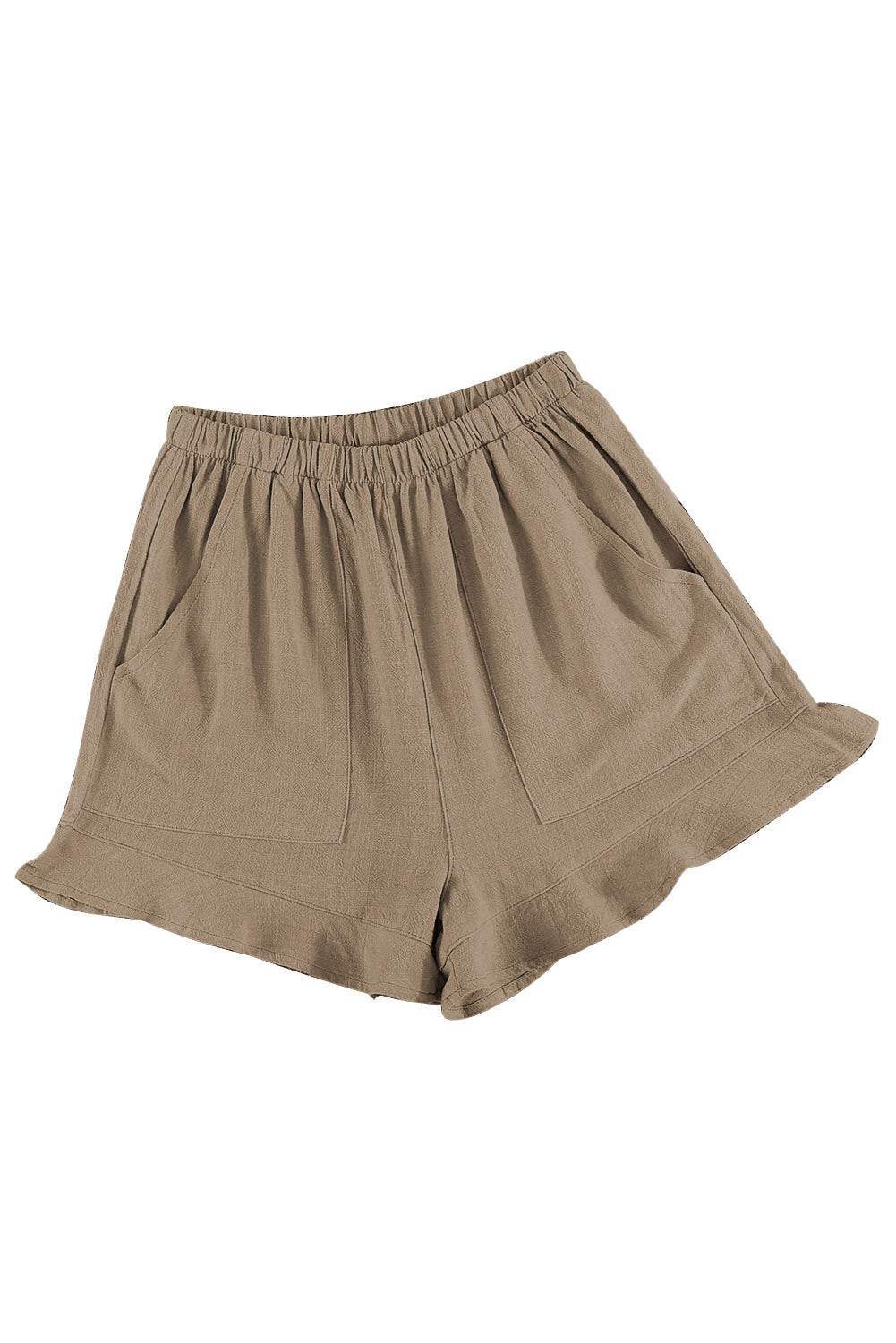 Trendy Stylish Casual High Waist Ruffle Shorts With Pockets