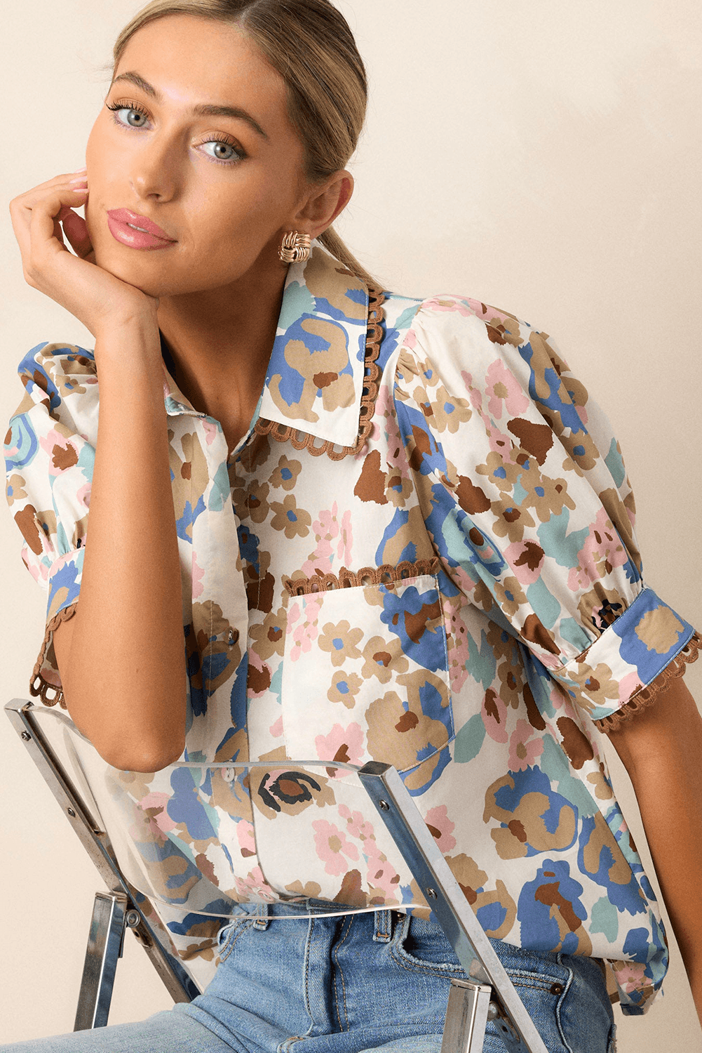 Stunning Vintage Flower Shirt Multicolour 60s Fashion Must Have