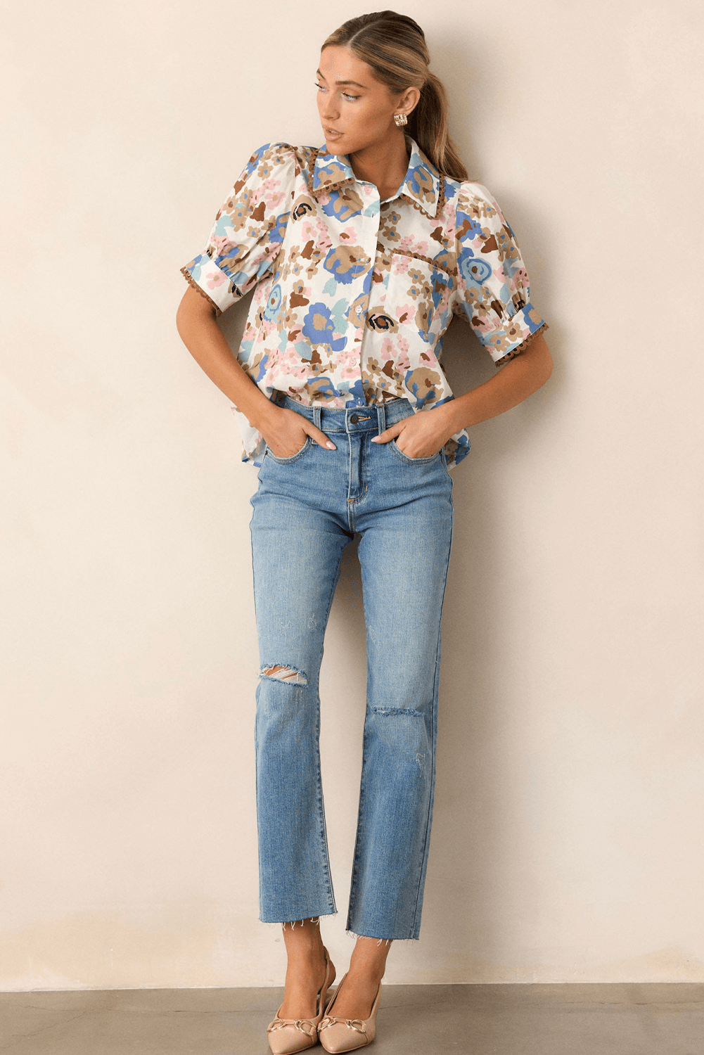 Stunning Vintage Flower Shirt Multicolour 60s Fashion Must Have